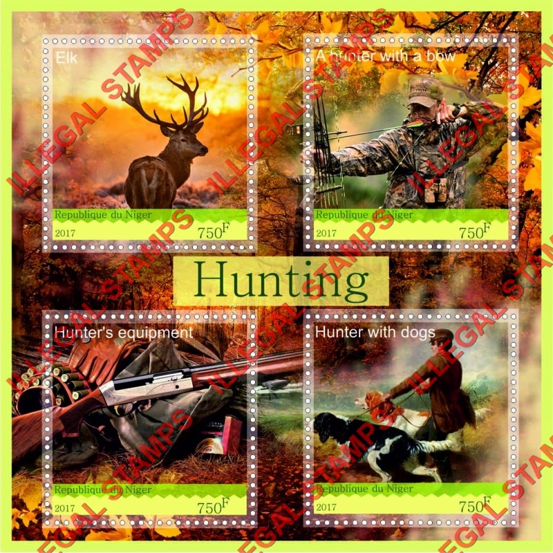 Niger 2017 Hunting Illegal Stamp Souvenir Sheet of 4