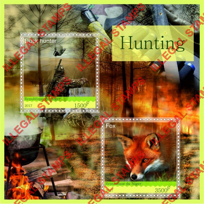 Niger 2017 Hunting Illegal Stamp Souvenir Sheet of 2