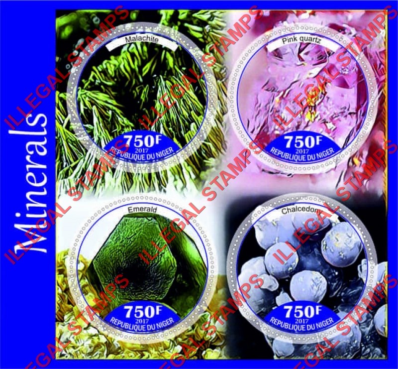 Niger 2017 Minerals Illegal Stamp Souvenir Sheet of 4