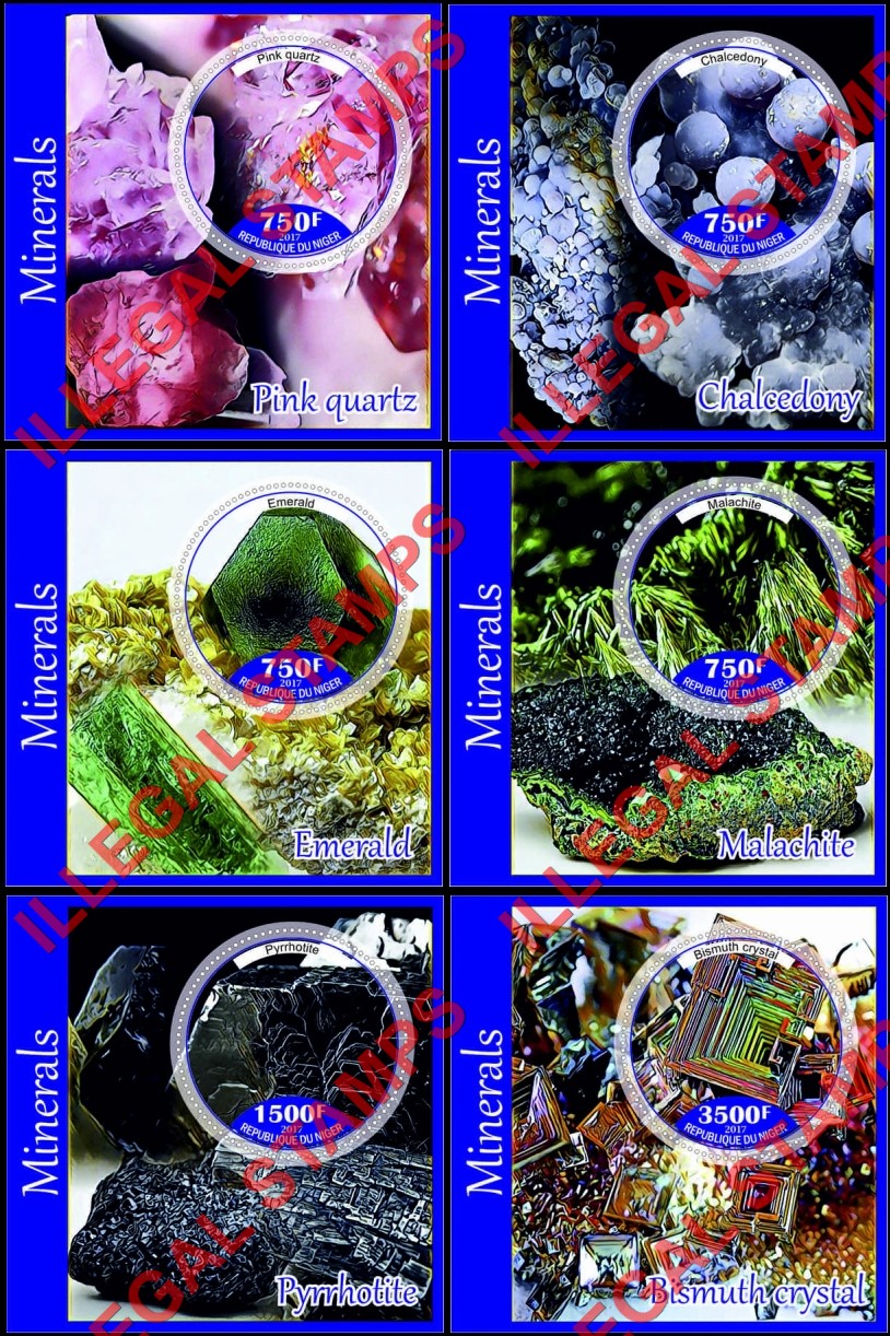 Niger 2017 Minerals Illegal Stamp Souvenir Sheets of 1