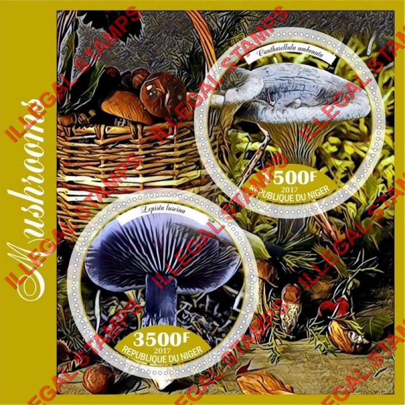 Niger 2017 Mushrooms Illegal Stamp Souvenir Sheet of 2