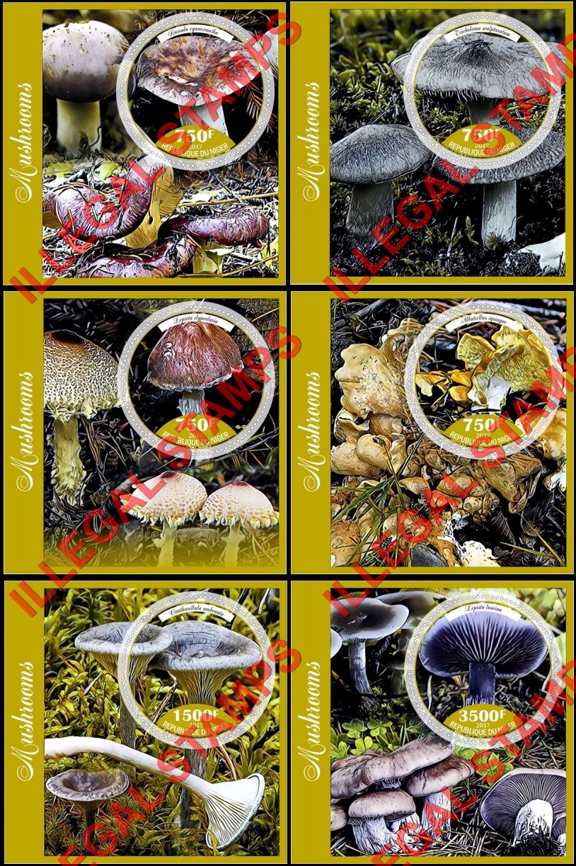 Niger 2017 Mushrooms Illegal Stamp Souvenir Sheets of 1