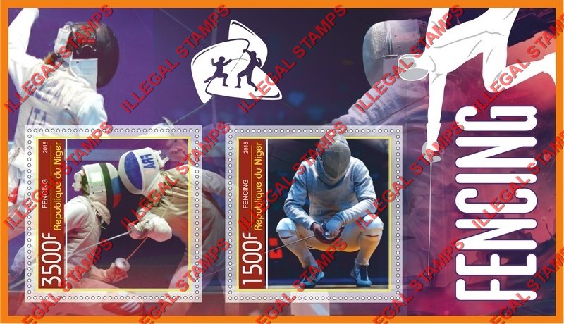 Niger 2018 Fencing Illegal Stamp Souvenir Sheet of 2