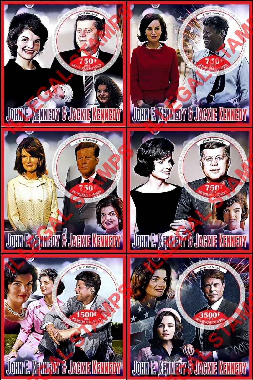 Niger 2018 John F. Kennedy and Jackie Kennedy Illegal Stamp Souvenir Sheets of 1