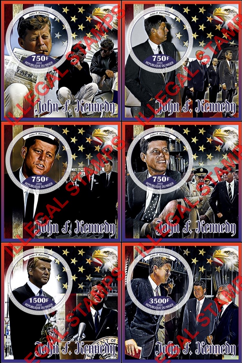 Niger 2018 John F. Kennedy Illegal Stamp Souvenir Sheets of 1
