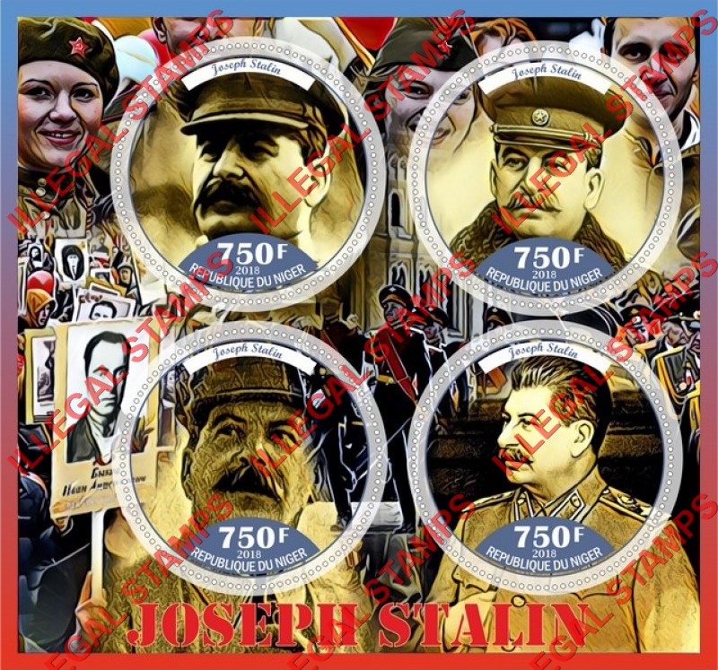 Niger 2018 Joseph Stalin Illegal Stamp Souvenir Sheet of 4