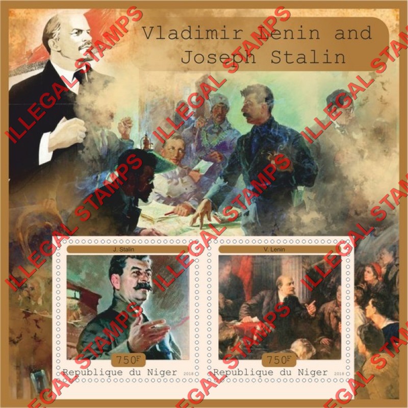 Niger 2018 Lenin and Stalin Illegal Stamp Souvenir Sheet of 2