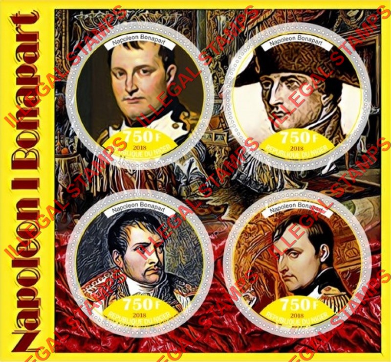 Niger 2018 Napoleon Bonaparte Illegal Stamp Souvenir Sheet of 4