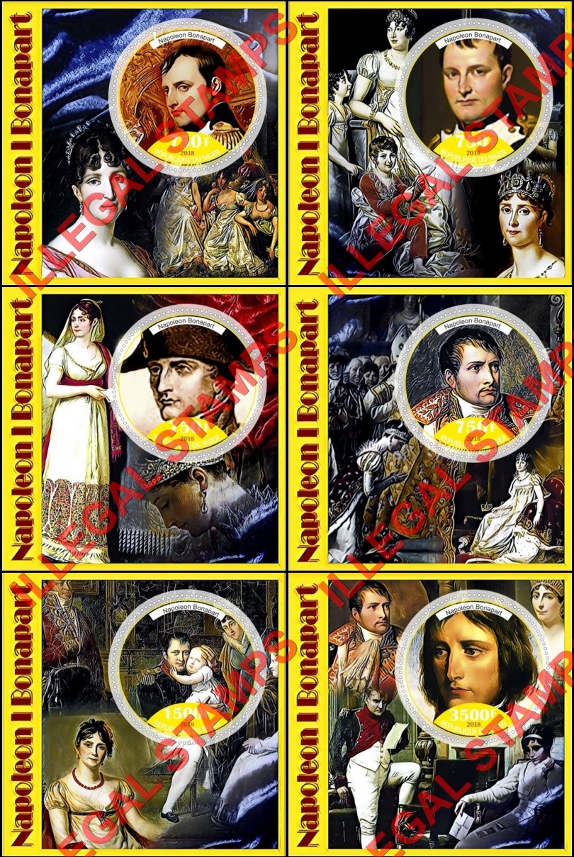 Niger 2018 Napoleon Bonaparte Illegal Stamp Souvenir Sheets of 1