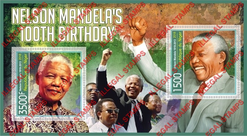 Niger 2018 Nelson Mandela Illegal Stamp Souvenir Sheet of 2