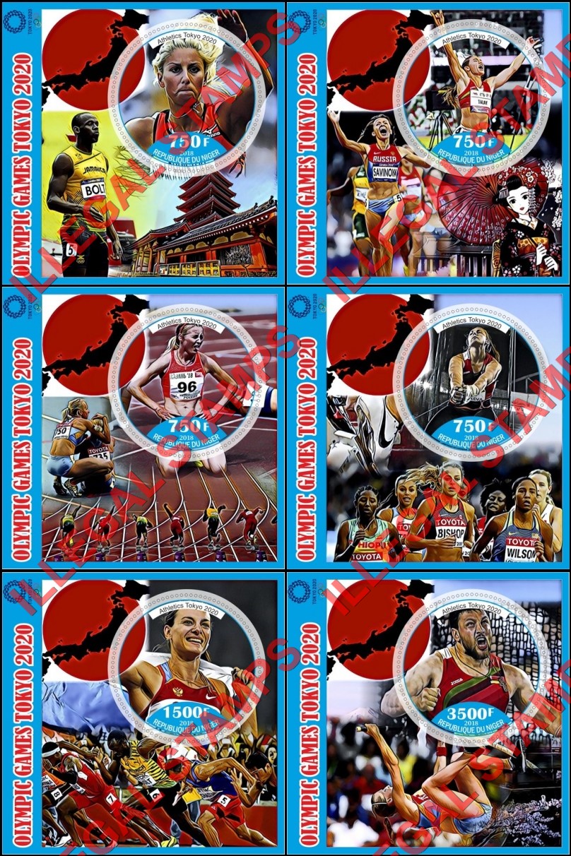 Niger 2018 Olympic Games in Tokyo 2020 Illegal Stamp Souvenir Sheets of 1