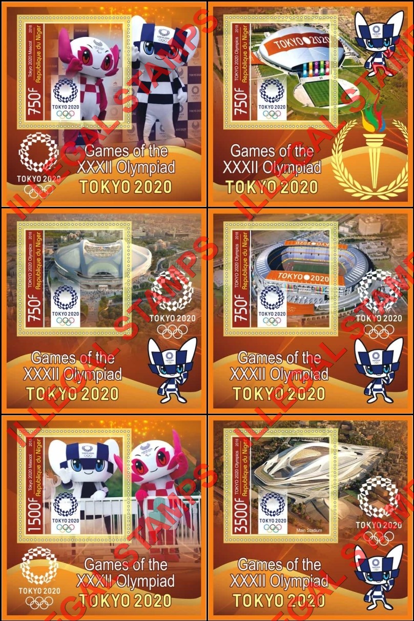 Niger 2018 Olympic Games in Tokyo 2020 Stadiums Illegal Stamp Souvenir Sheets of 1