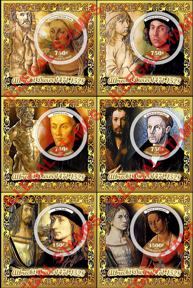 Niger 2018 Paintings by Albrecht Durer Illegal Stamp Souvenir Sheets of 1