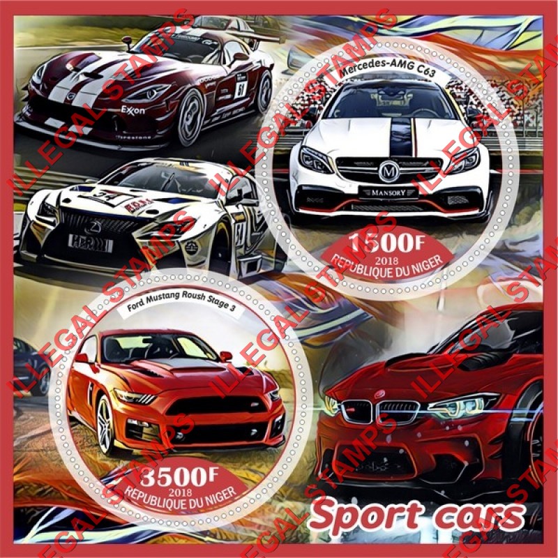 Niger 2018 Sport Cars Illegal Stamp Souvenir Sheet of 2
