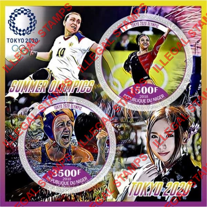 Niger 2018 Summer Olympics Tokyo 2020 Illegal Stamp Souvenir Sheet of 2
