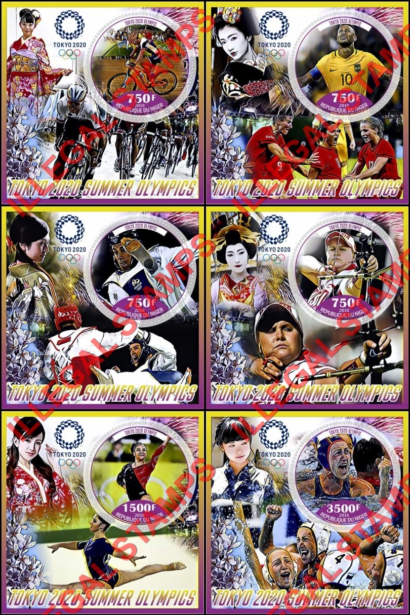 Niger 2018 Summer Olympics Tokyo 2020 Illegal Stamp Souvenir Sheets of 1