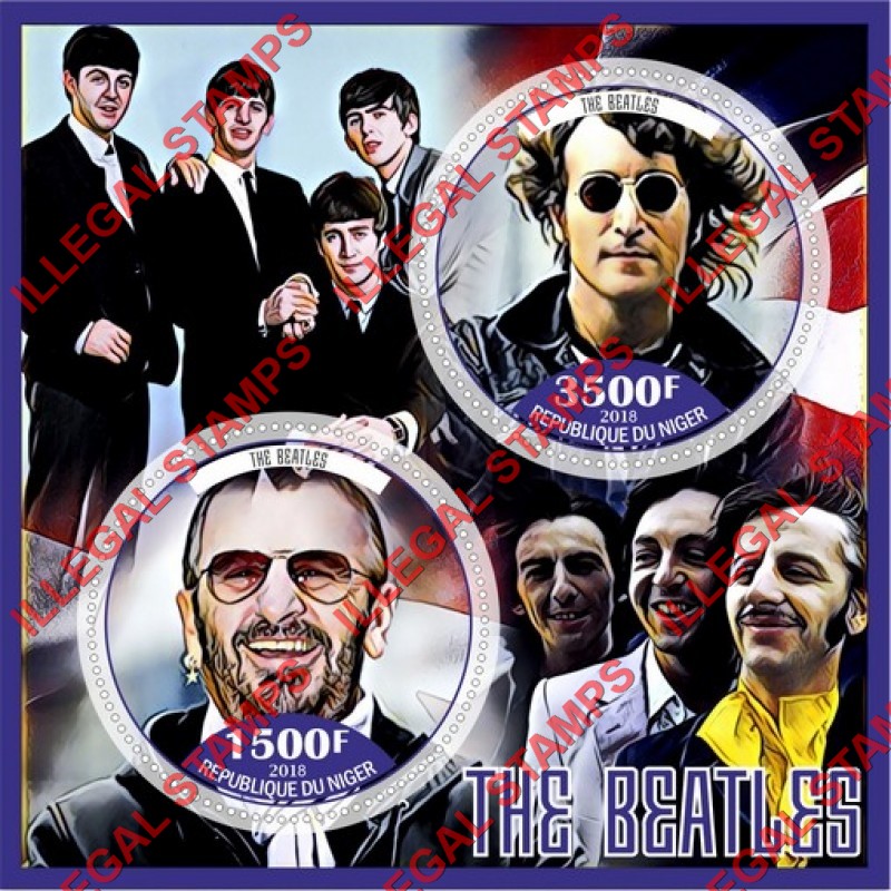 Niger 2018 The Beatles Illegal Stamp Souvenir Sheet of 2