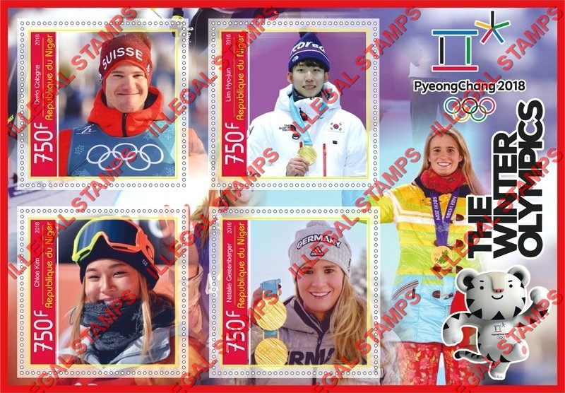 Niger 2018 Winter Olympics Illegal Stamp Souvenir Sheet of 4