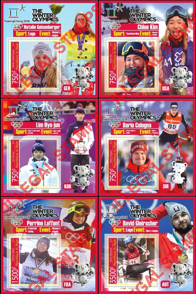 Niger 2018 Winter Olympics Illegal Stamp Souvenir Sheets of 1