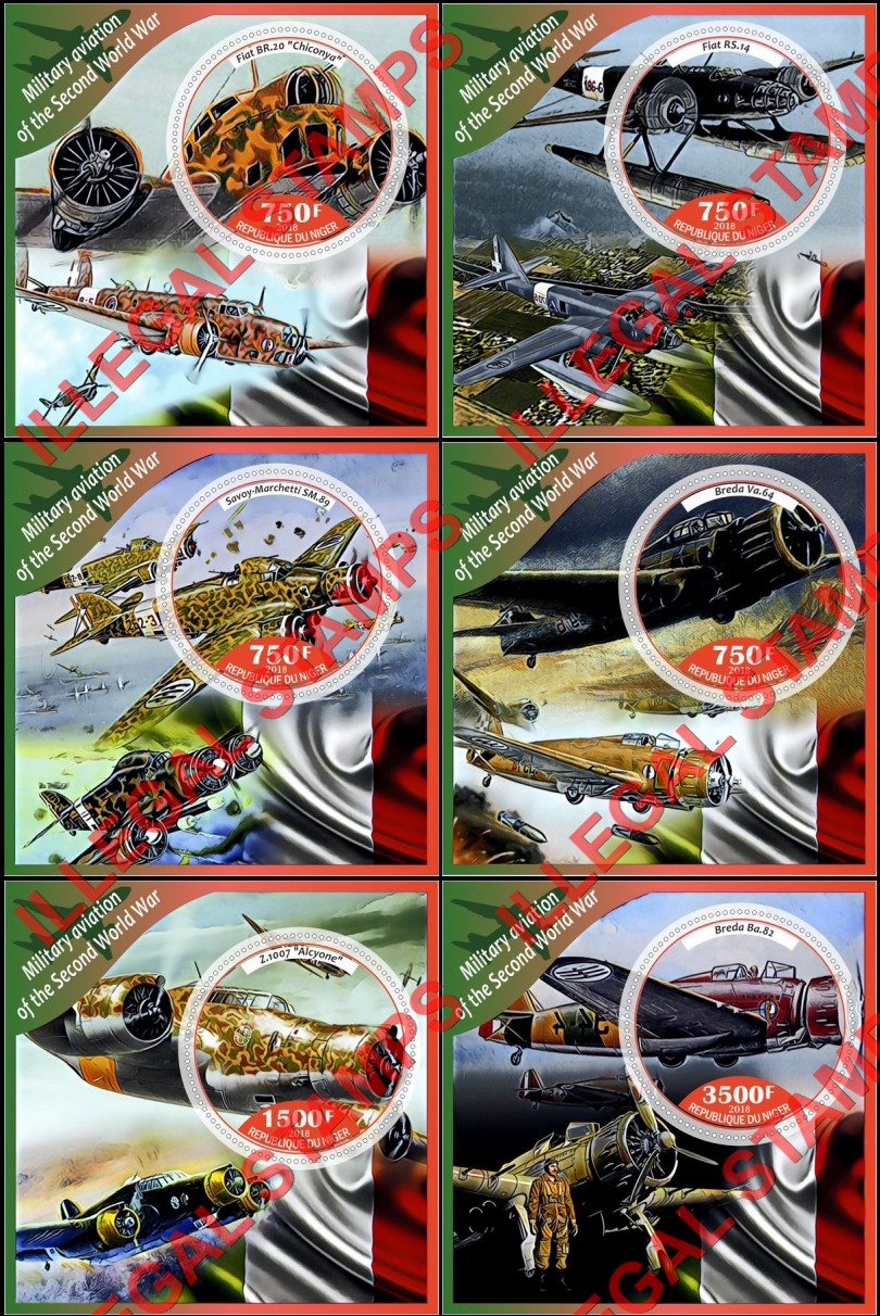 Niger 2018 World War II Military Aviation Illegal Stamp Souvenir Sheets of 1