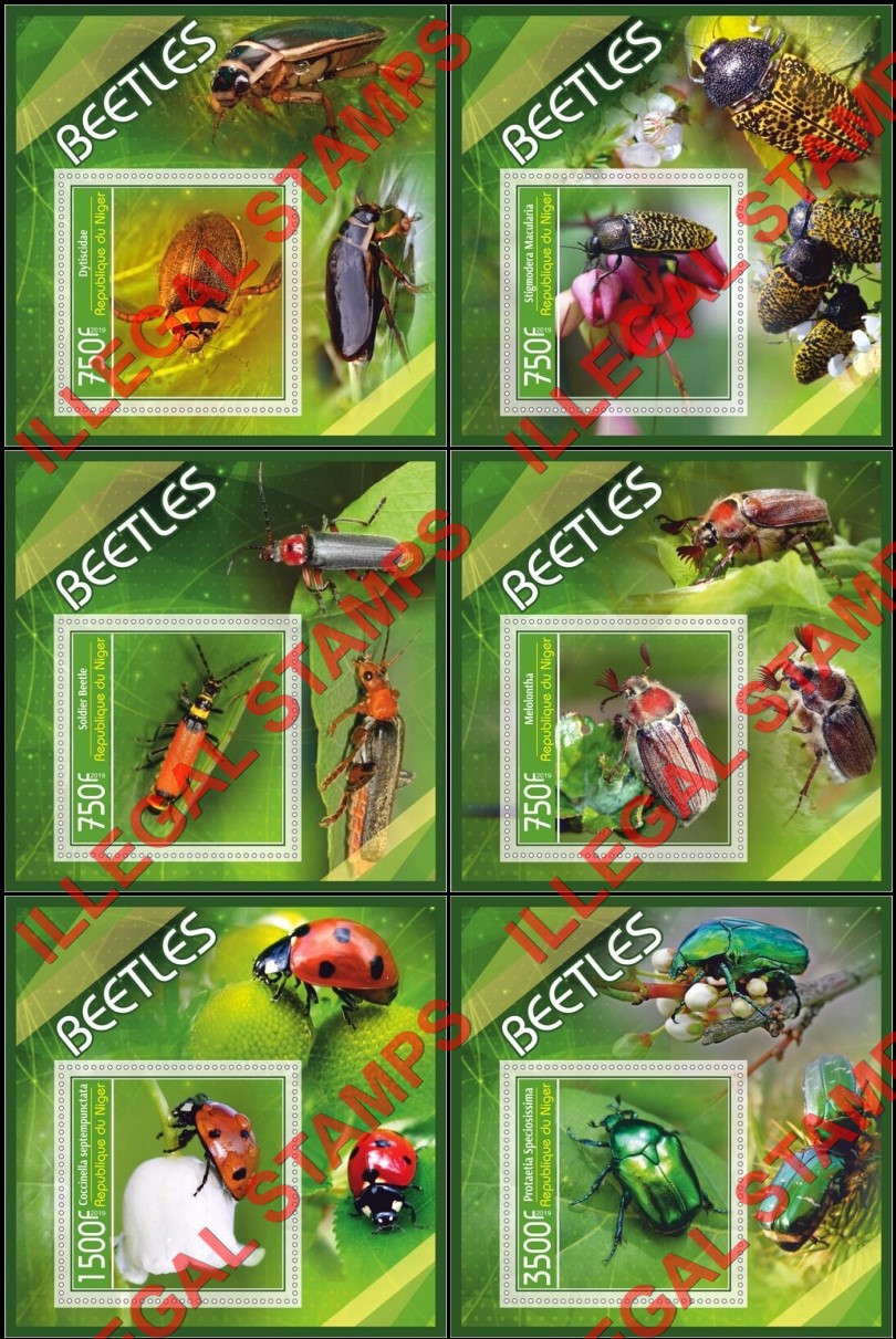 Niger 2019 Beetles Illegal Stamp Souvenir Sheets of 1