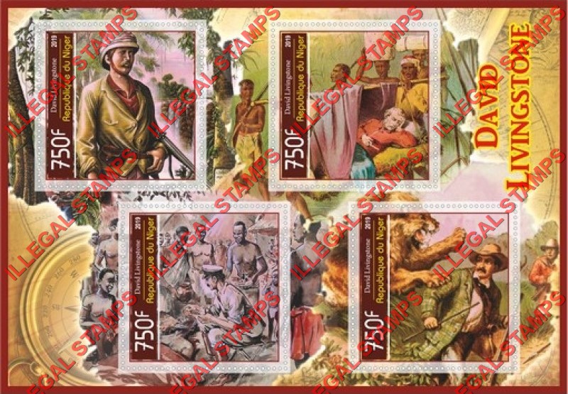 Niger 2019 David Livingstone Illegal Stamp Souvenir Sheet of 4