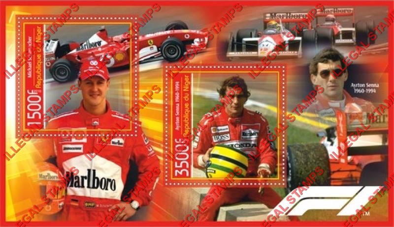 Niger 2019 Formula I Drivers Illegal Stamp Souvenir Sheet of 2