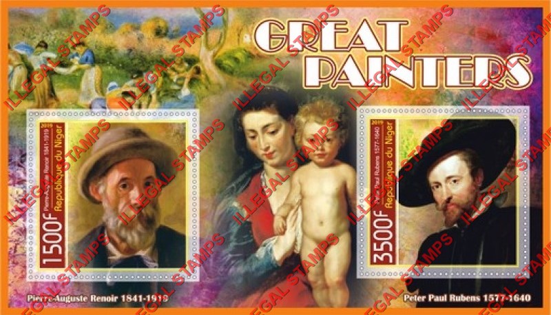 Niger 2019 Great Painters Illegal Stamp Souvenir Sheet of 2
