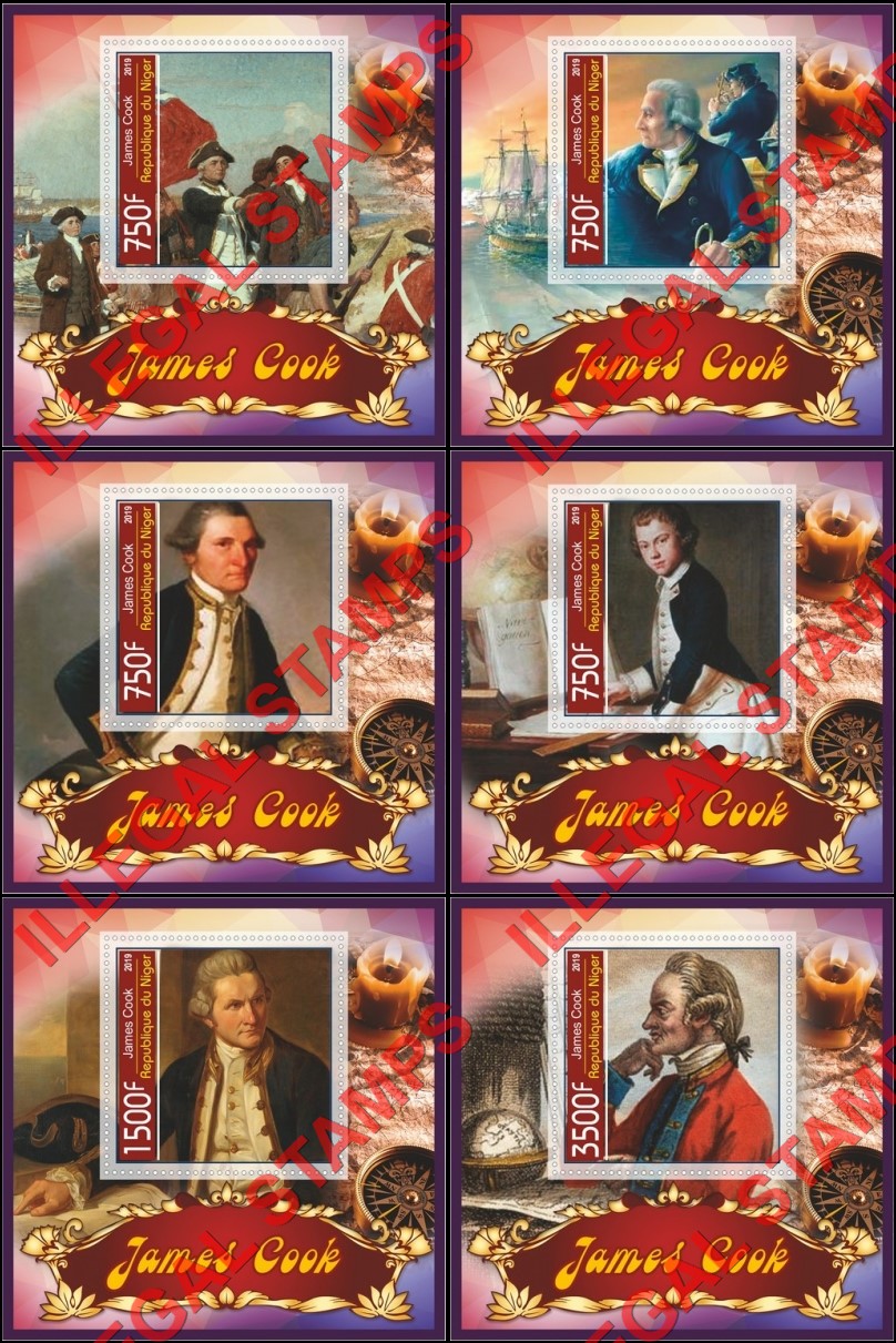 Niger 2019 James Cook (different b) Illegal Stamp Souvenir Sheets of 1