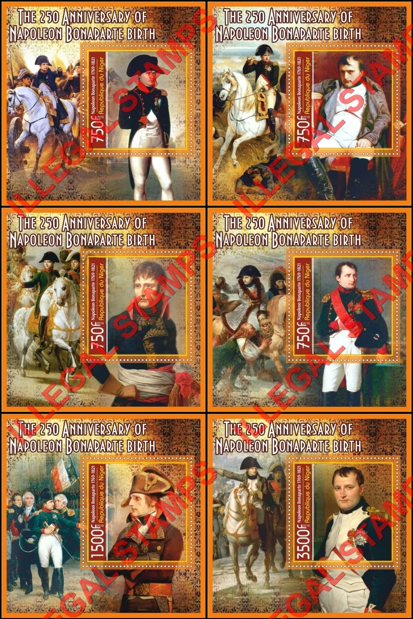 Niger 2019 Napoleon Bonaparte Illegal Stamp Souvenir Sheets of 1