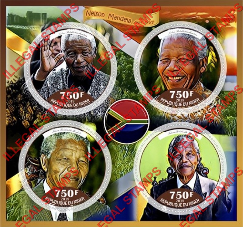 Niger 2019 Nelson Mandela Illegal Stamp Souvenir Sheet of 4