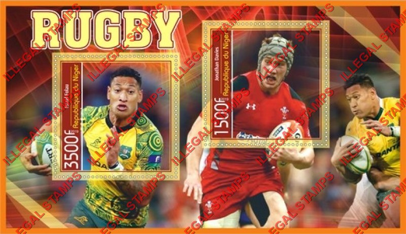 Niger 2019 Rugby Illegal Stamp Souvenir Sheet of 2