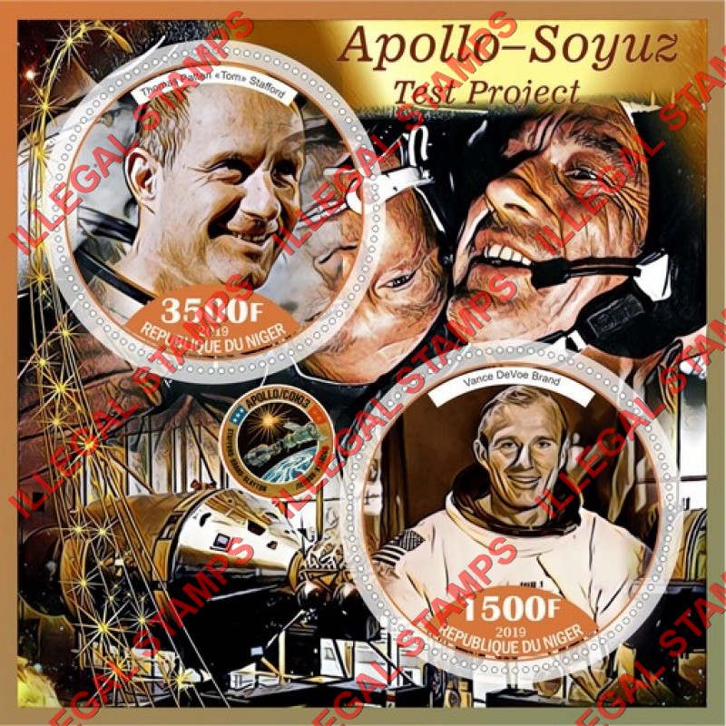 Niger 2019 Space Apollo Soyuz Test Project Illegal Stamp Souvenir Sheet of 2