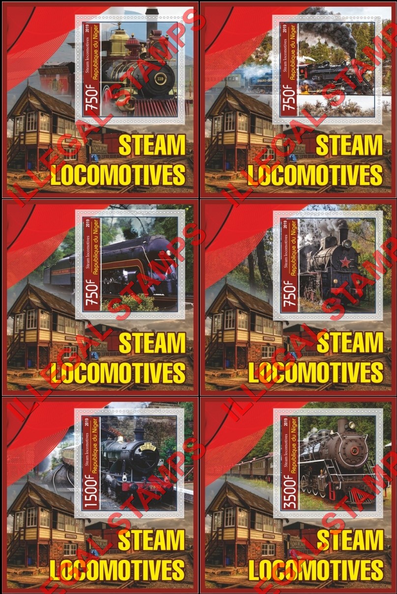Niger 2019 Steam Locomotives Illegal Stamp Souvenir Sheets of 1