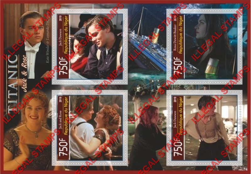 Niger 2019 Titanic the Movie Illegal Stamp Souvenir Sheet of 4