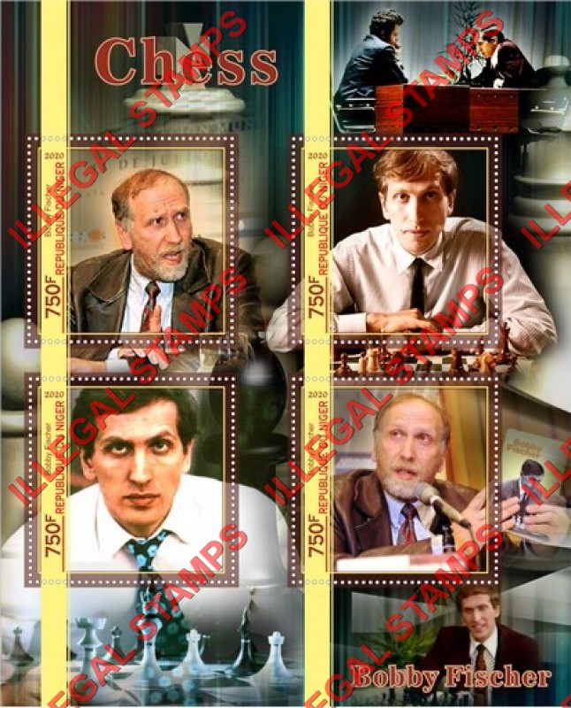 Niger 2020 Chess Bobby Fischer Illegal Stamp Souvenir Sheet of 4