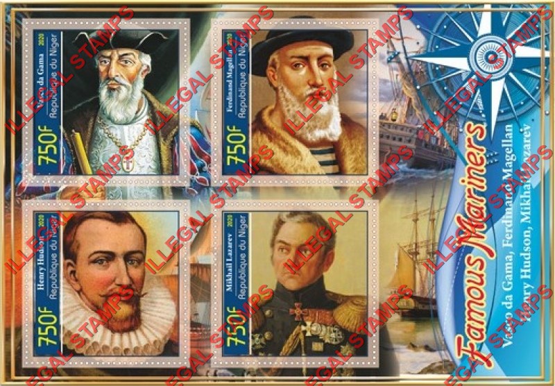 Niger 2020 Famous Mariners Illegal Stamp Souvenir Sheet of 4