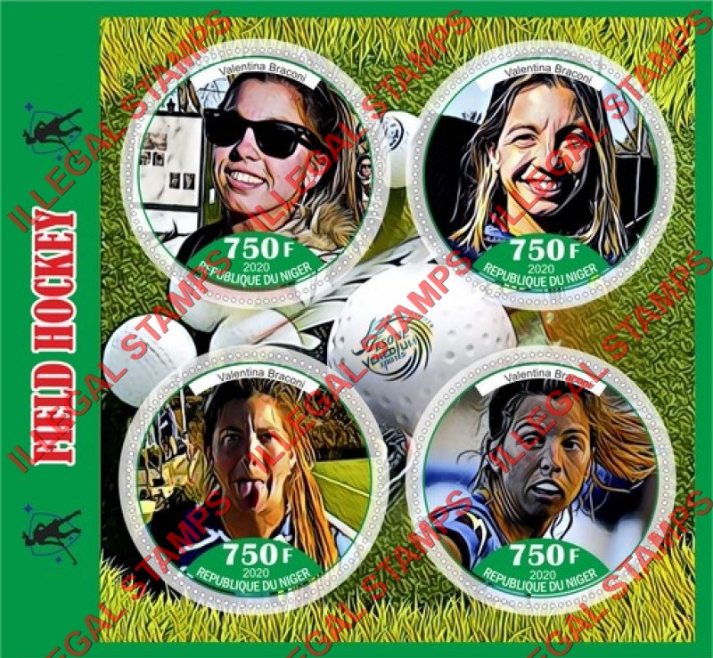 Niger 2020 Field Hockey Illegal Stamp Souvenir Sheet of 4