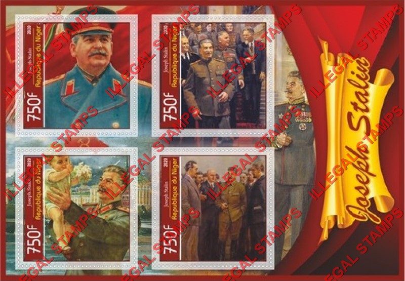 Niger 2020 Joseph Stalin Illegal Stamp Souvenir Sheet of 4