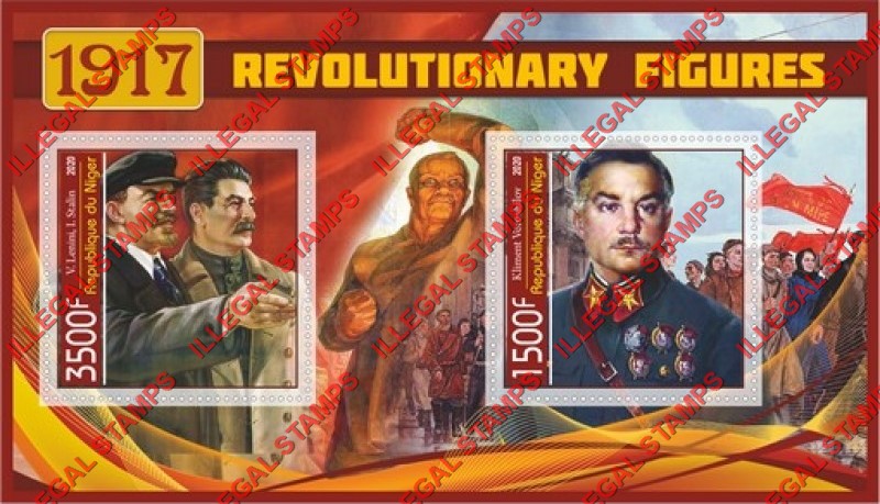 Niger 2020 Russian Revolutionary Figures in 1917 Illegal Stamp Souvenir Sheet of 2