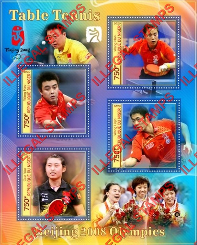 Niger 2020 Table Tennis Olympics Beijing 2008 Illegal Stamp Souvenir Sheet of 4