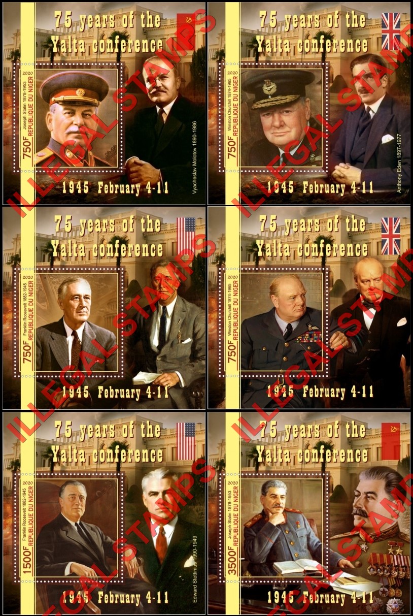 Niger 2020 Yalta Conference Illegal Stamp Souvenir Sheets of 1