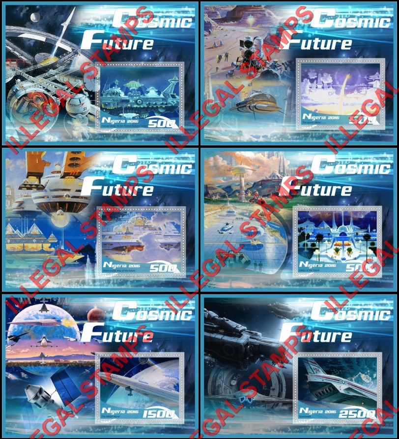 Nigeria 2016 Space Cosmic Future Illegal Stamp Souvenir Sheets of 1