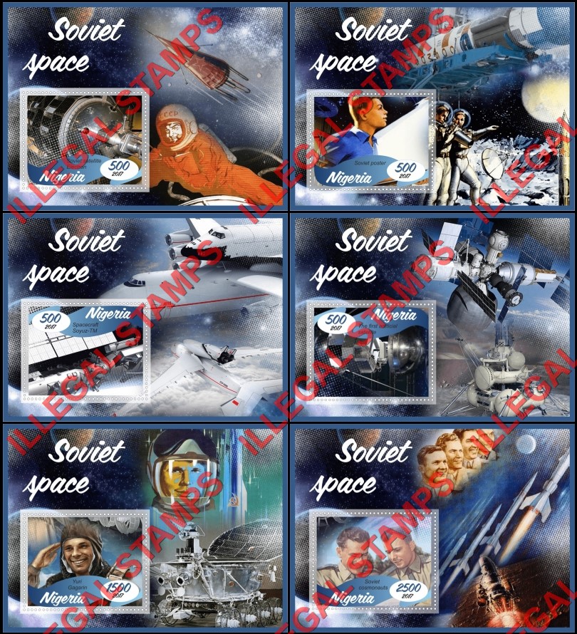 Nigeria 2017 Soviet Space Illegal Stamp Souvenir Sheets of 1