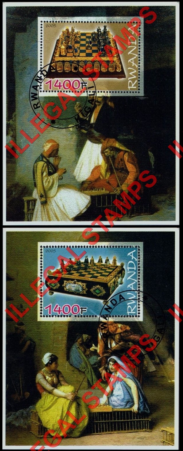 Rwanda 2005 Chess Illegal Stamp Souvenir Sheets of 1 Rwanda 2005 Chess Illegal Stamp Souvenir Sheets of 1