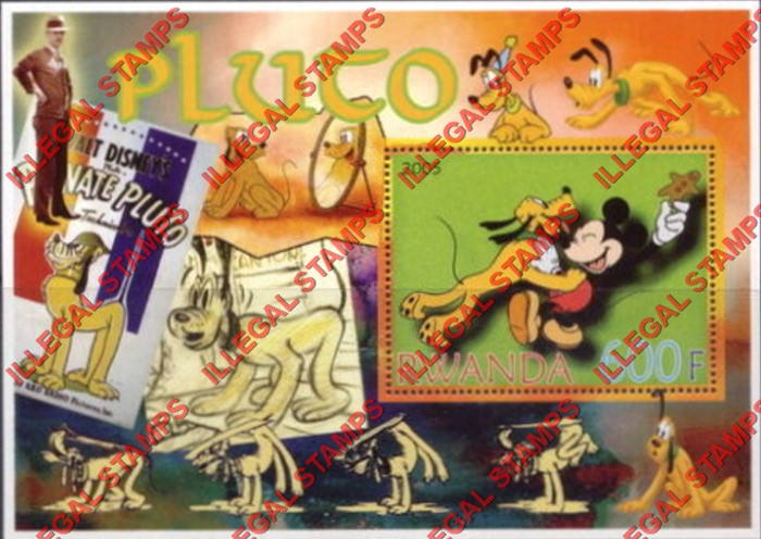Rwanda 2005 Disney Pluto Illegal Stamp Souvenir Sheet of 1 Rwanda 2005 Disney Pluto Illegal Stamp Souvenir Sheet of 1