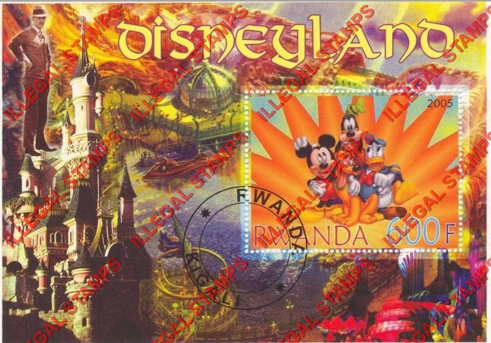 Rwanda 2005 Disneyland Illegal Stamp Souvenir Sheet of 1 Rwanda 2005 Disneyland Illegal Stamp Souvenir Sheet of 1