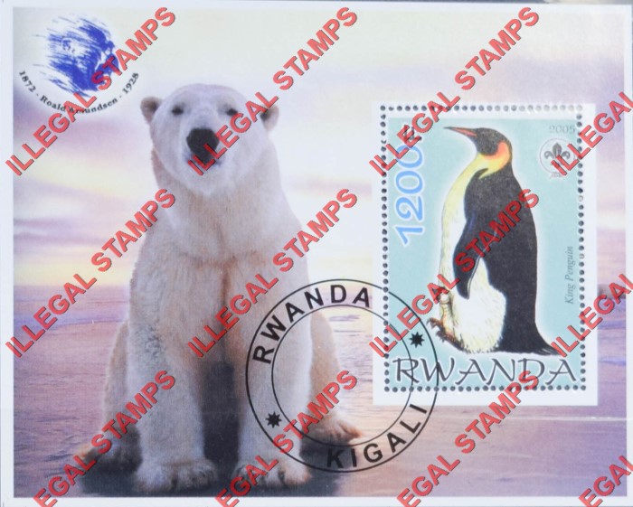 Rwanda 2005 Penguin Polar Bear Scouting Logo and Roald Amundsen Illegal Stamp Souvenir Sheet of 1 Rwanda 2005 Penguin Polar Bear Scouting Logo and Roald Amundsen Illegal Stamp Souvenir Sheet of 1