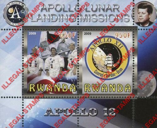 Rwanda 2009 Apollo 12 Illegal Stamp Souvenir Sheet of 2 Rwanda 2009 Apollo 12 Illegal Stamp Souvenir Sheet of 2
