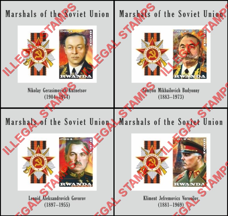 Rwanda 2014 Marshals of the Soviet Union Illegal Stamp Deluxe Souvenir Sheets of 1 Rwanda 2014 Marshals of the Soviet Union Illegal Stamp Deluxe Souvenir Sheets of 1
